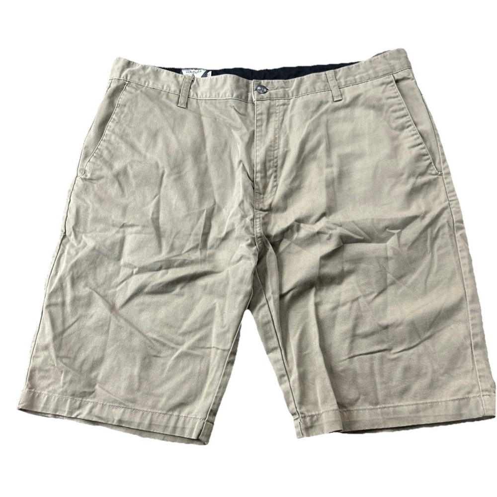 Volcom Mens Chino Shorts Beige Size 38 Casual Summer Cotton Tan